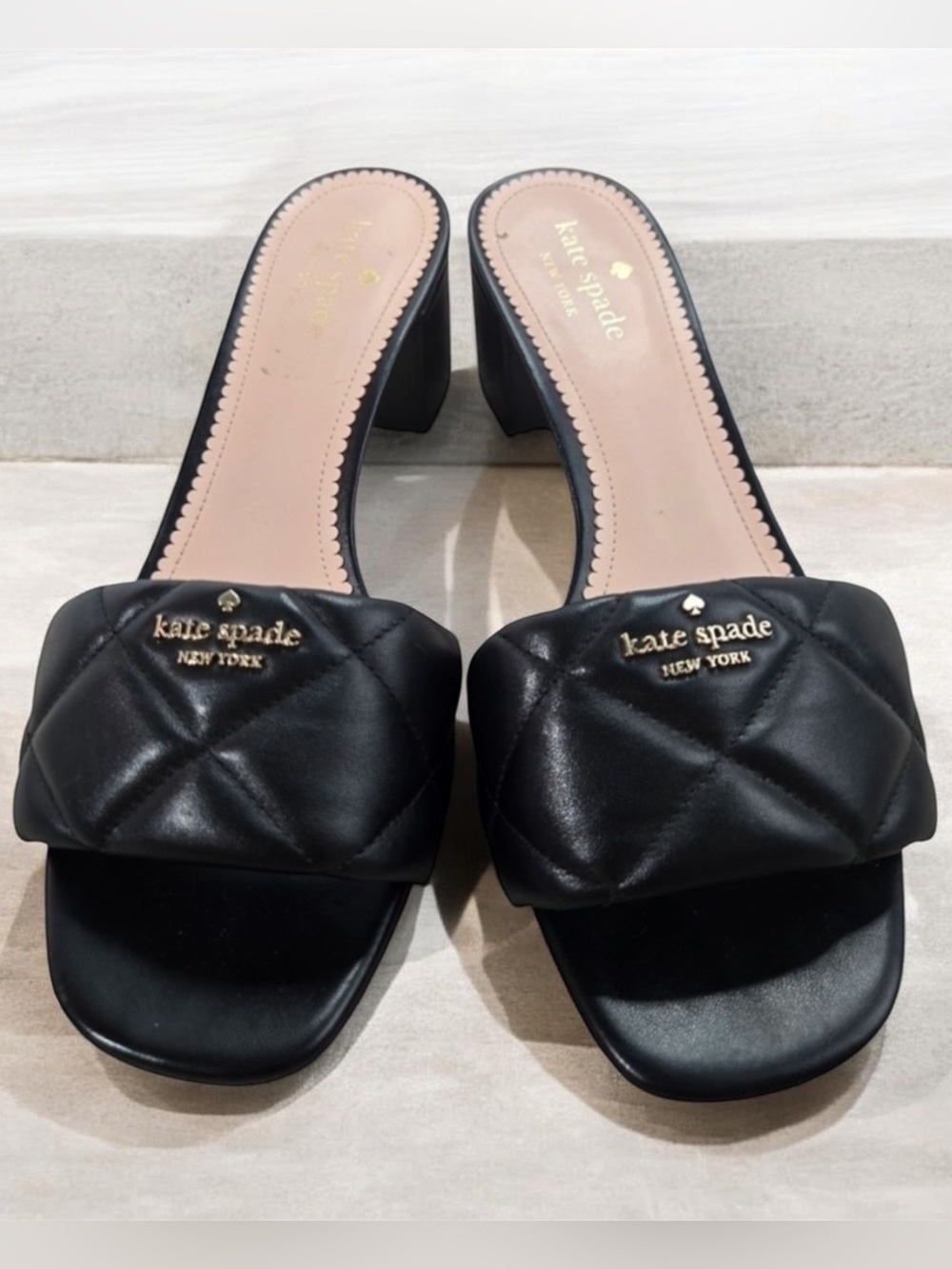 Kate Spade Pillow Mid Black Sandals Quilted Slide